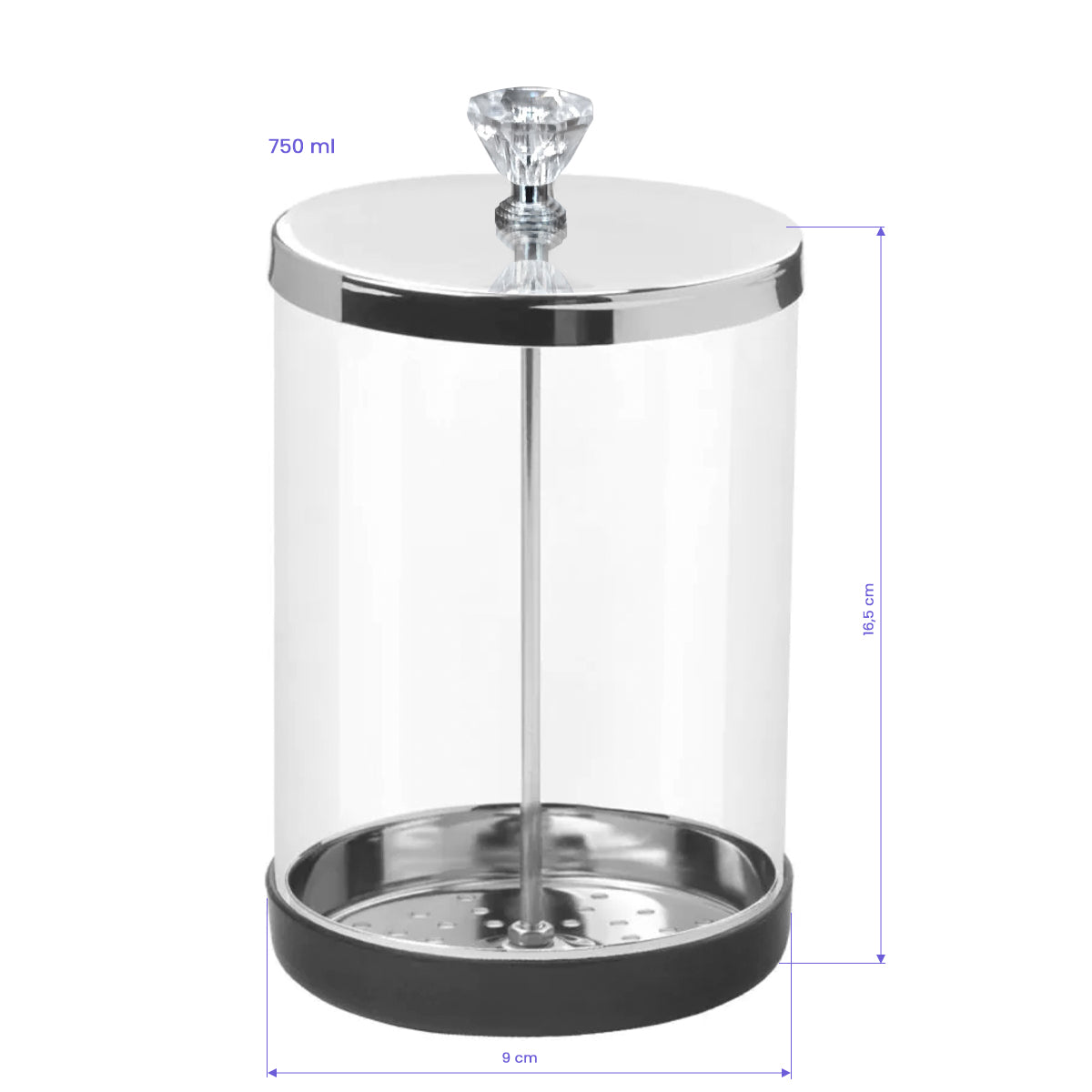 Skleněná nádoba na dezinfekci nástrojů 750 ml