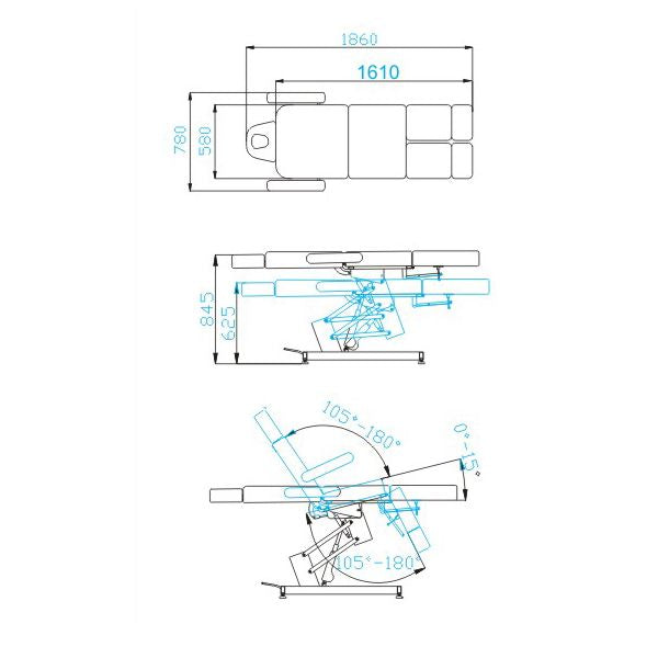 Azzurro 706 pedi 1 motorové elektrické kosmetické křeslo bílé