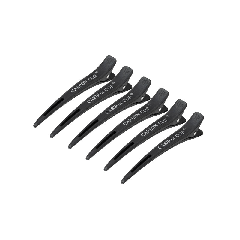 Hairdressing clamps carbon e-15 6 pcs 11.5 cm black